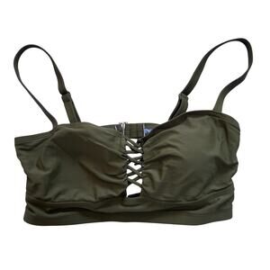 YOMOKO Olive Green Bikini‎ Top with Clasp Hook Closure Womens M
